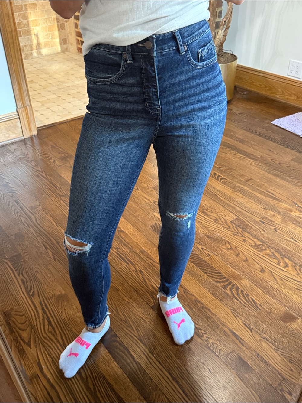 Buckle Black - Dark Blue Ripped - High-Rise Skinny Jeans - size 29x27